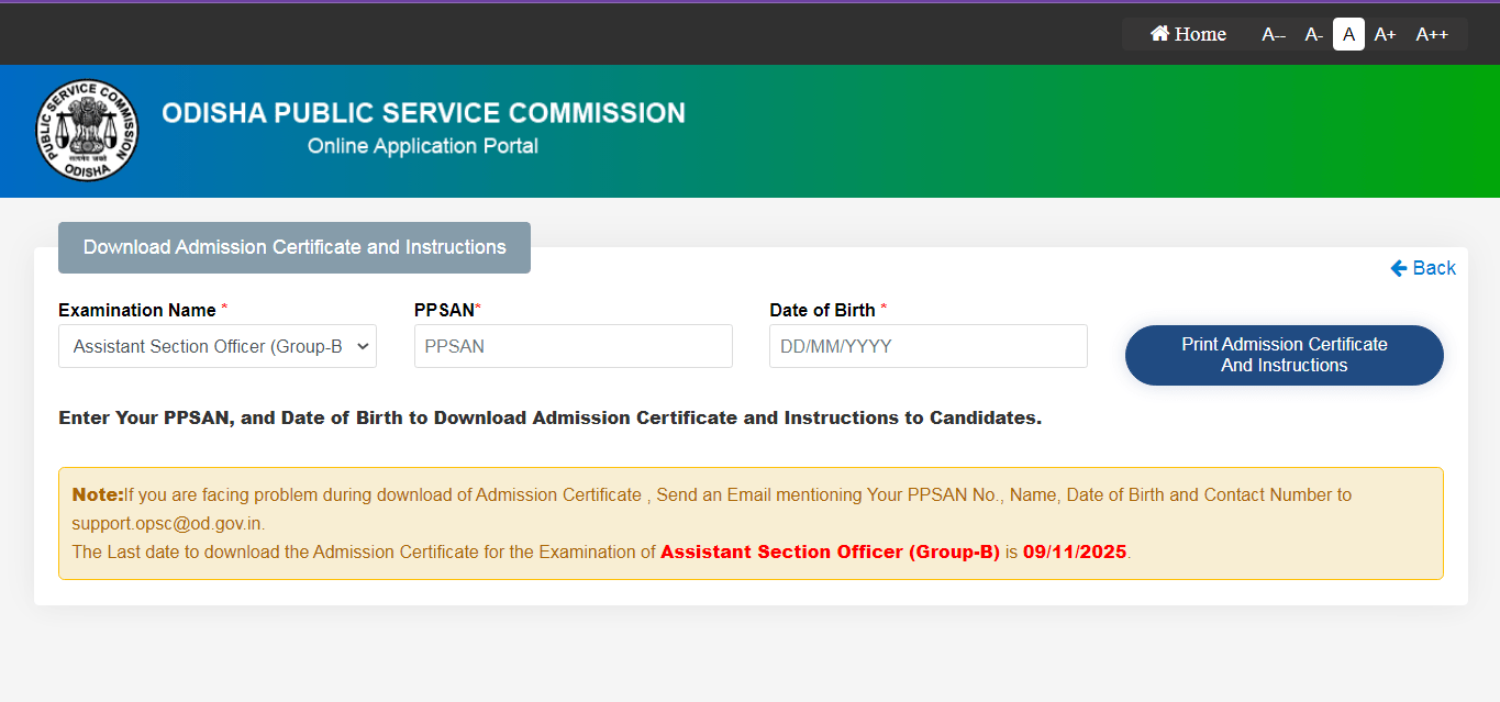 OPSC ASO Admit Card 2025