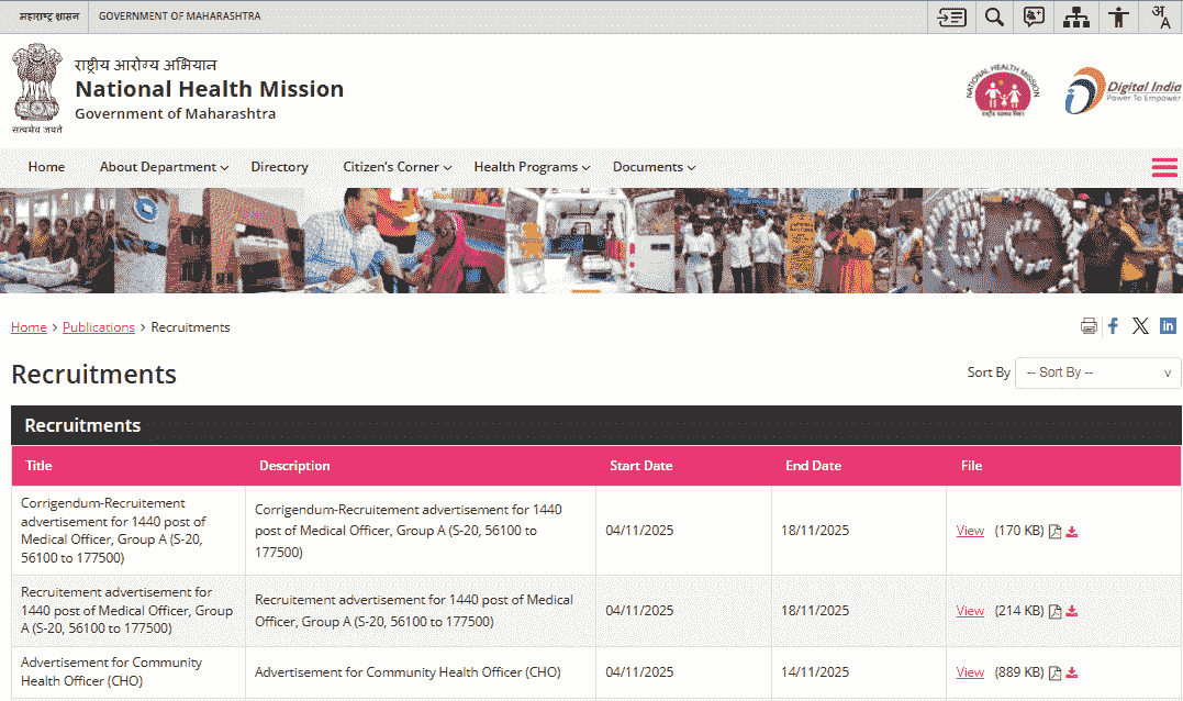 NHM Maharashtra CHO Recruitment 2025: