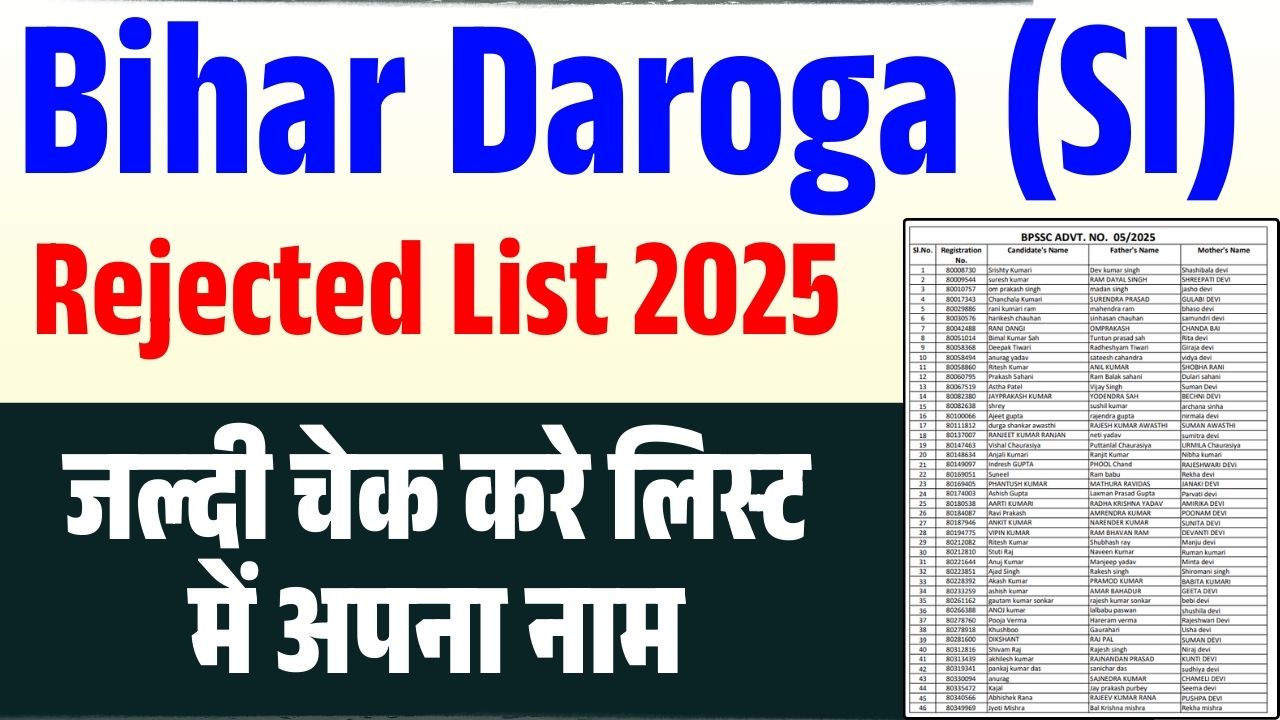 Bihar Daroga (SI) Rejected List 2025