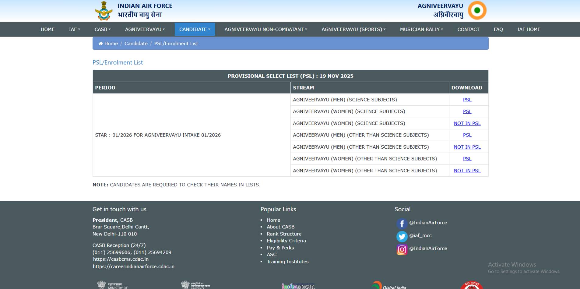 Download Air Force Agniveervayu PSL 012026