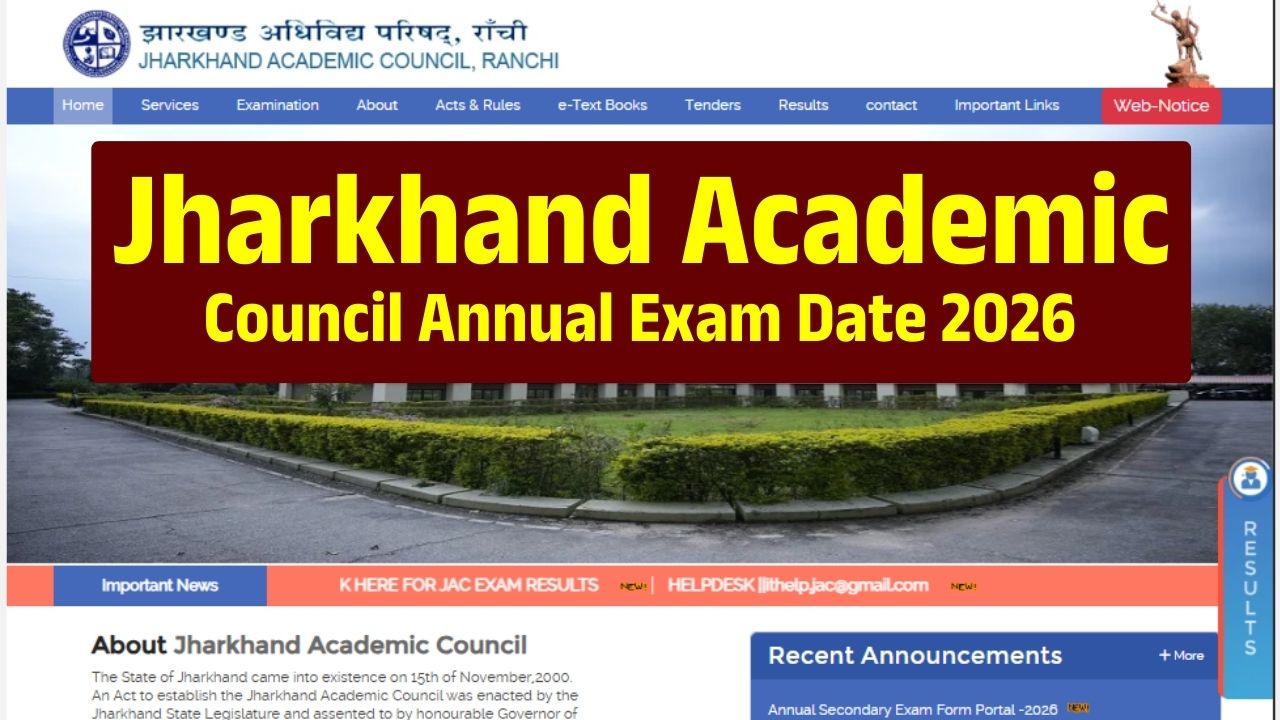 Jharkhand Academic Council Annual Exam Date 2026