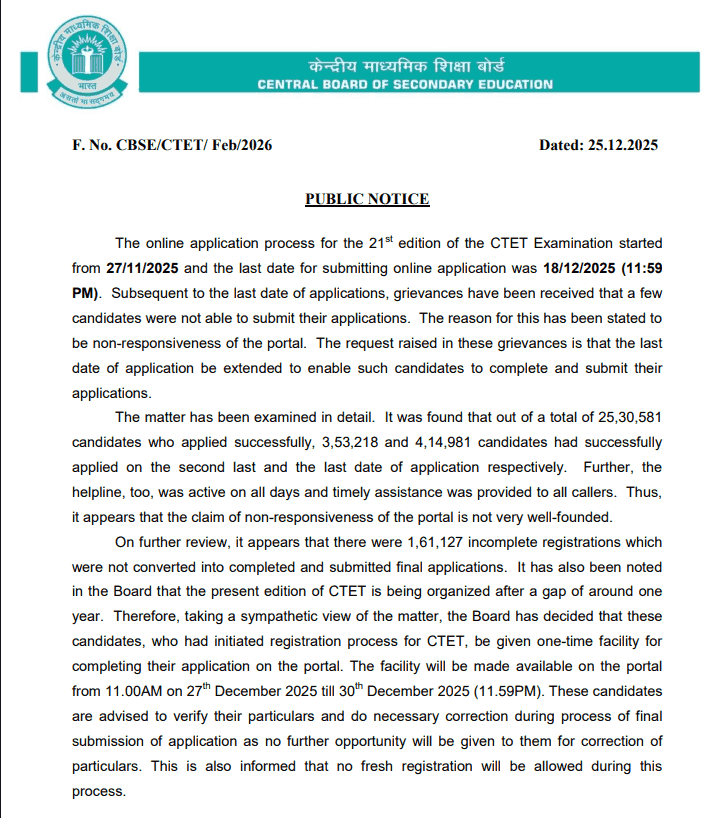 CTET 2026 Notification