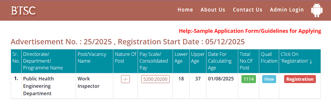 BTSC Work Inspector Recruitment 2025