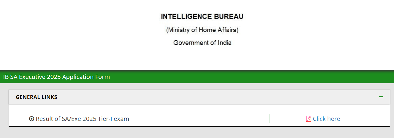 IB Security Assistant Executive Result 2025