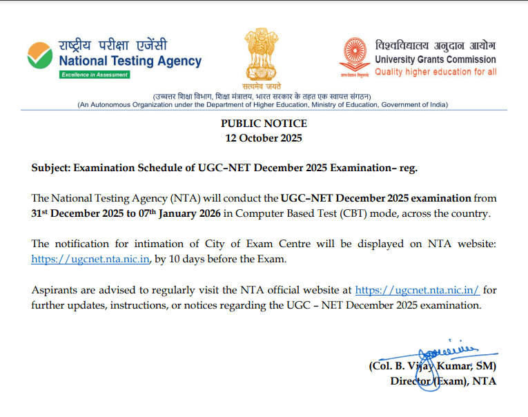 UGC NET Exam Date 2025