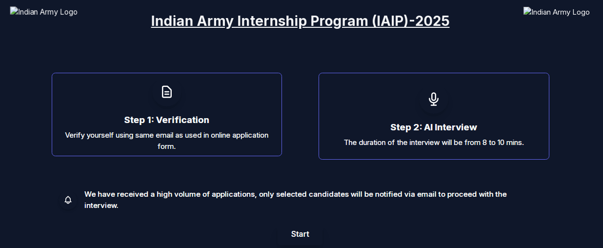 Indian Army Internship 2025