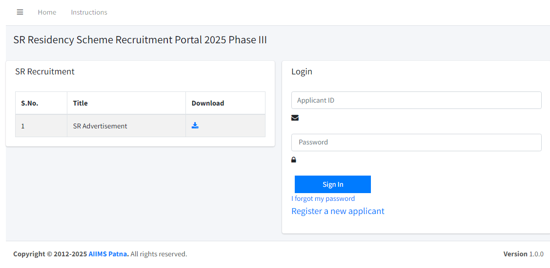 AIIMS Patna Senior Resident Recruitment 2025