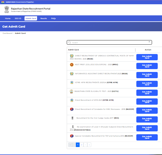RSSB Ayush Officer Admit Card 2025