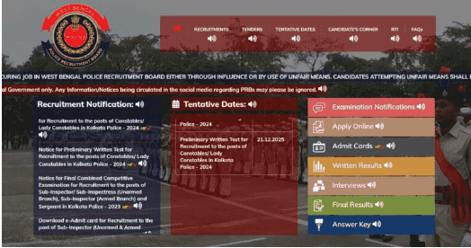 WBPRB Sub Inspector (SI) Admit Card 2025