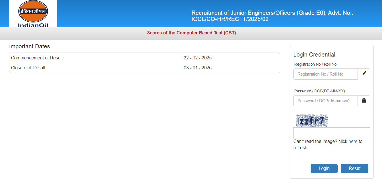 IOCL JE Result 2025