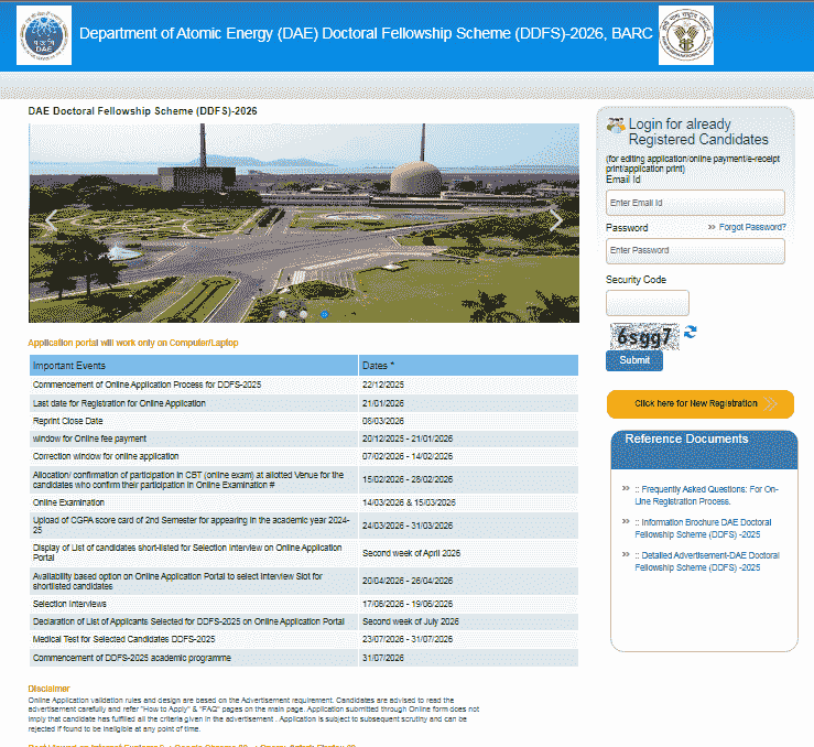 DAE Doctoral Fellowship Scheme (DDFS) 2026
