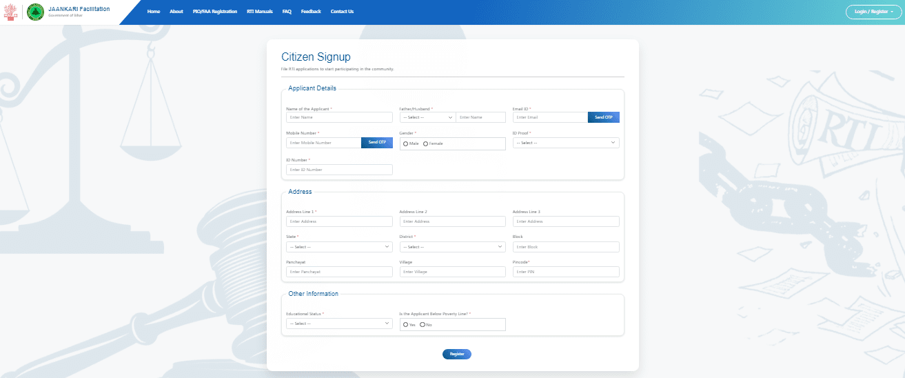 Bihar RTI Online Apply 2026