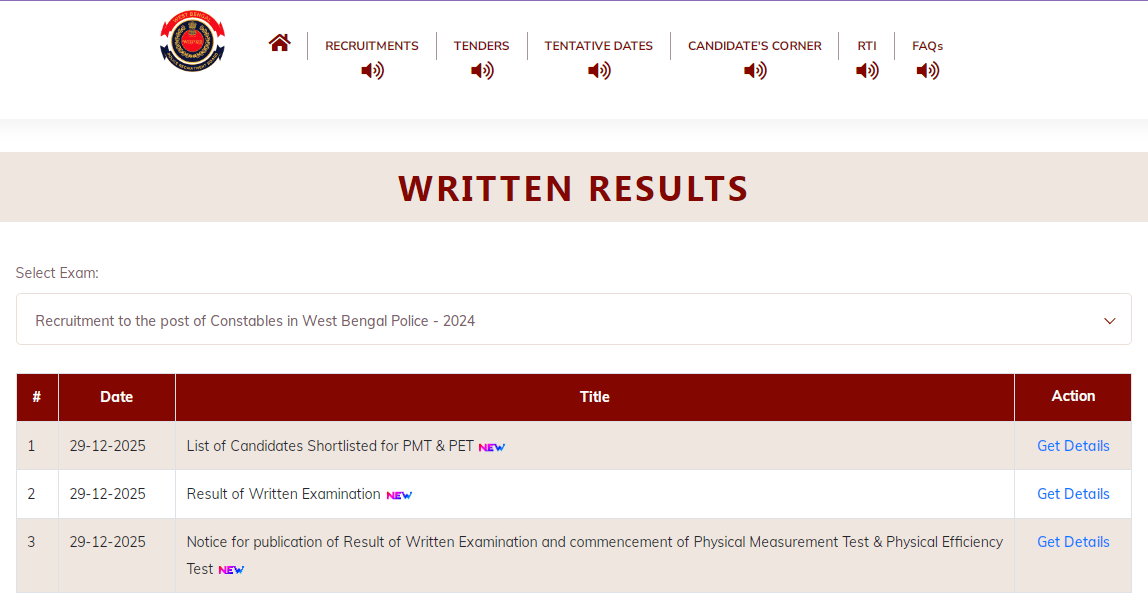 WBP Constable Result 2025-26