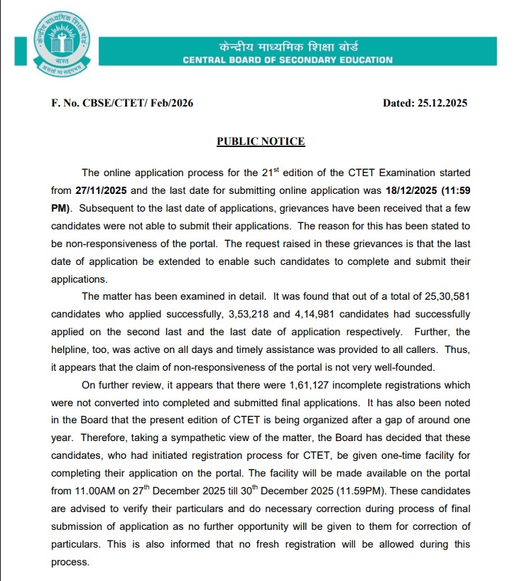 CTET 2025-26 Notification