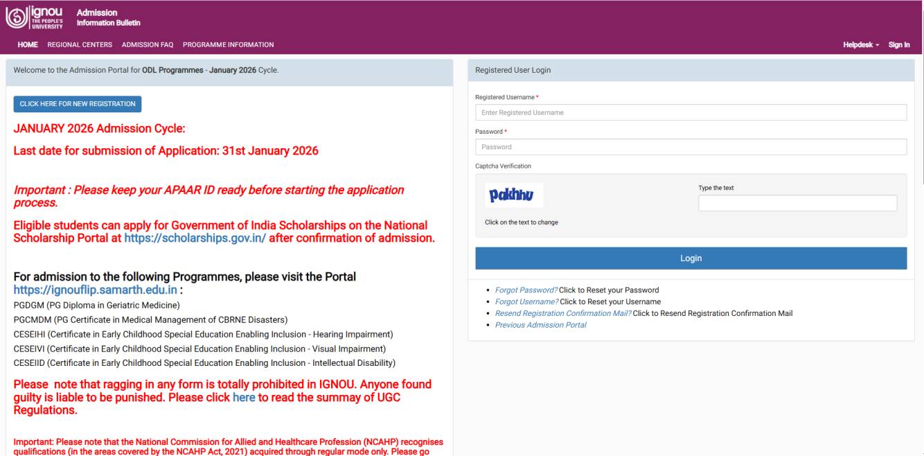 How to Apply Online for IGNOU Admission 2026