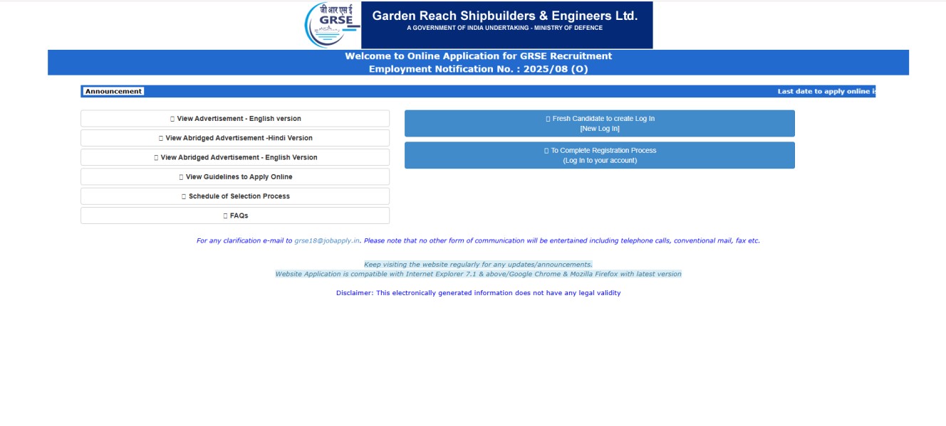 How to Apply for GRSE Recruitment 2025-26