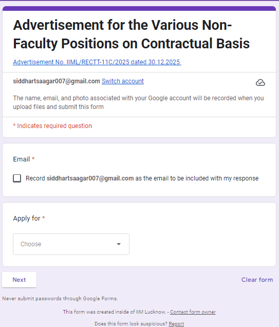 IIM Lucknow Recruitment 2026