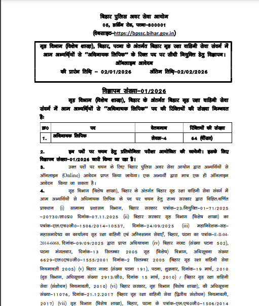 Bihar Police Havildar Clerk Recruitment 2026