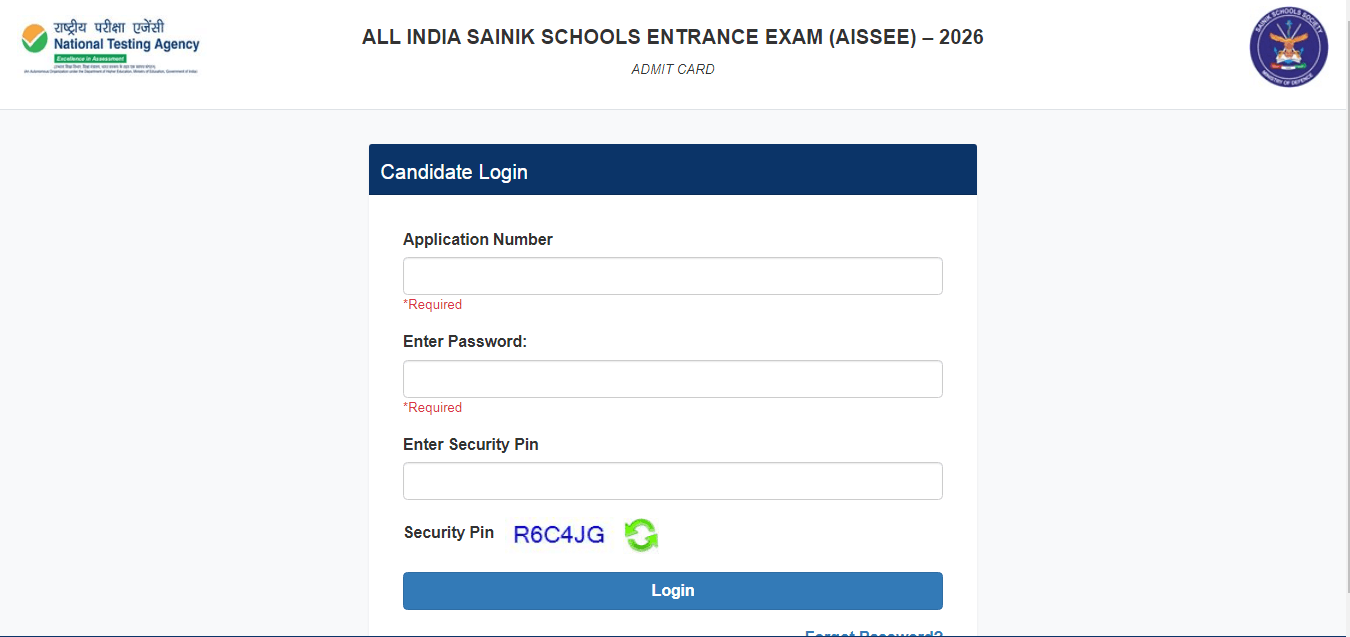 NTA AISSEE Admit Card 2026