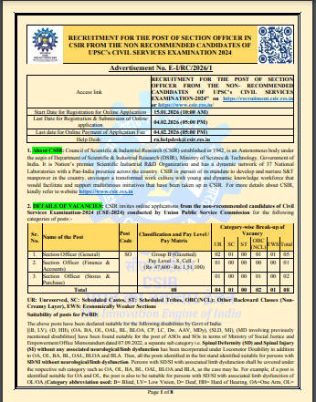 CSIR CLRI Section Officer Recruitment 2026
