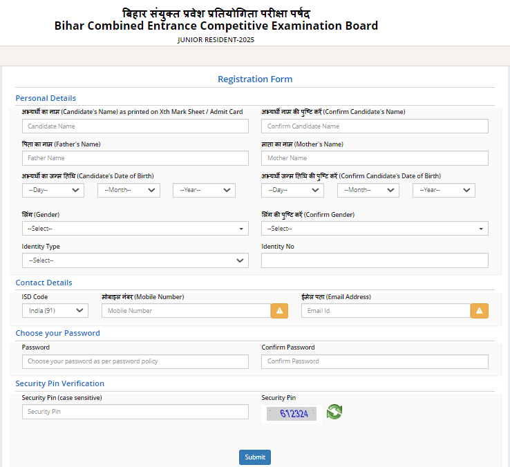 BCECE Junior Resident Recruitment 2026