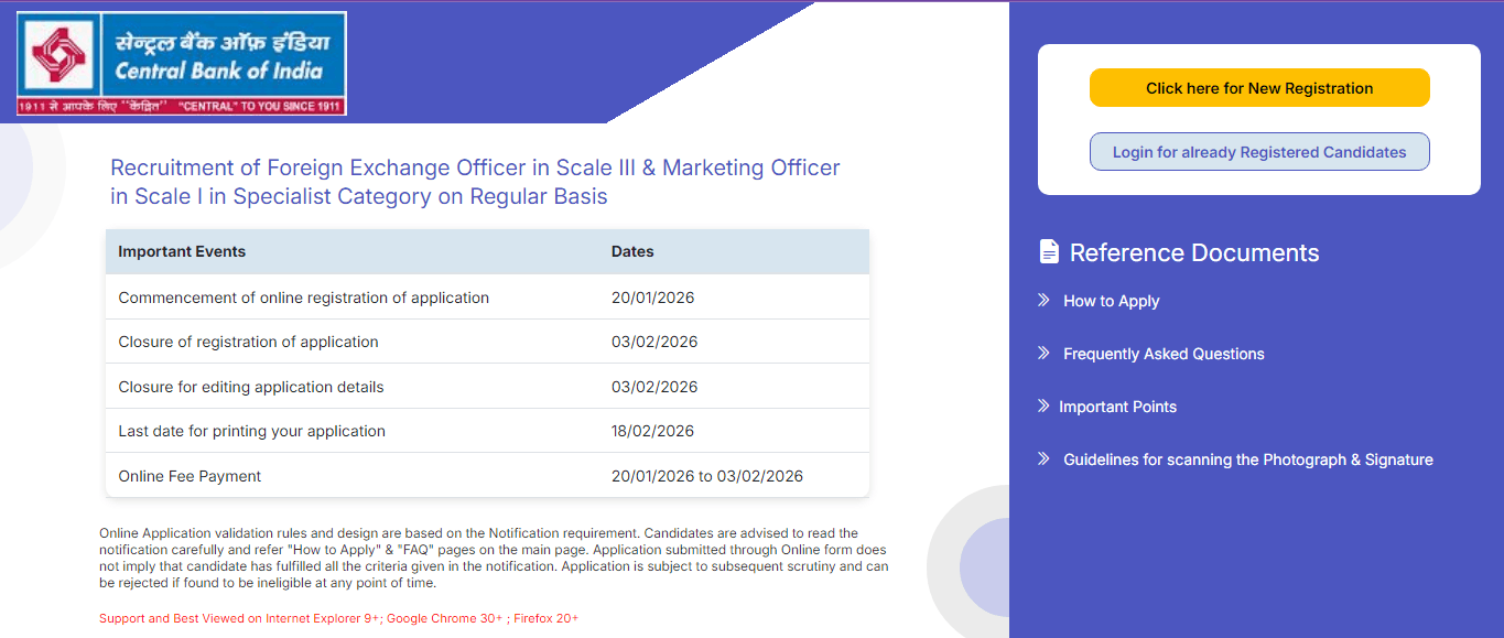 Central Bank of India Recruitment 2026