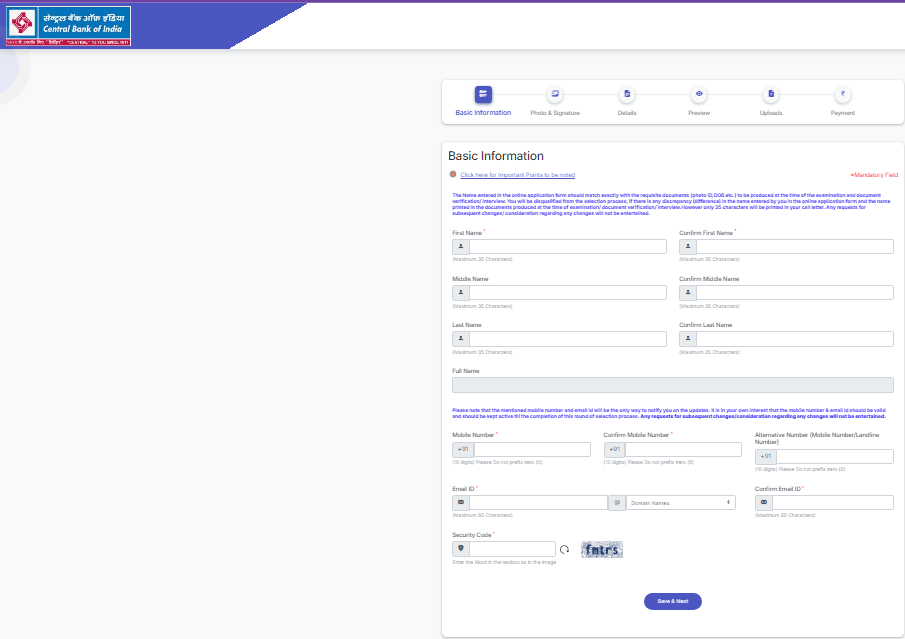 Central Bank of India Recruitment 2026