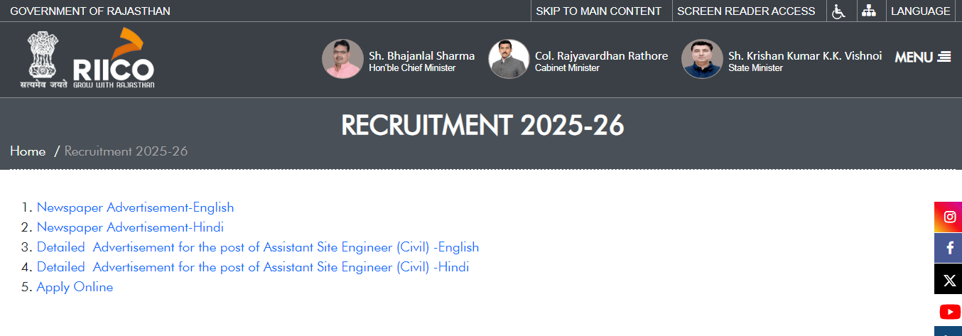 RIICO Recruitment 2026
