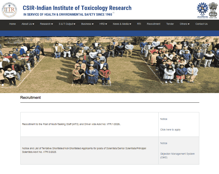 CSIR IITR MTS And Driver Recruitment 2026