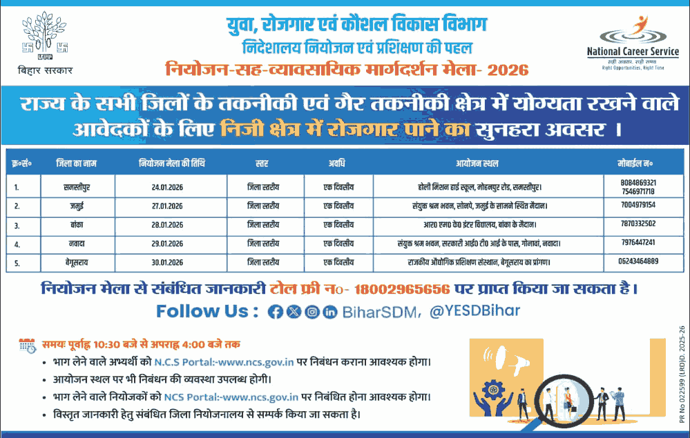 Rojgar Mela Bihar 2026