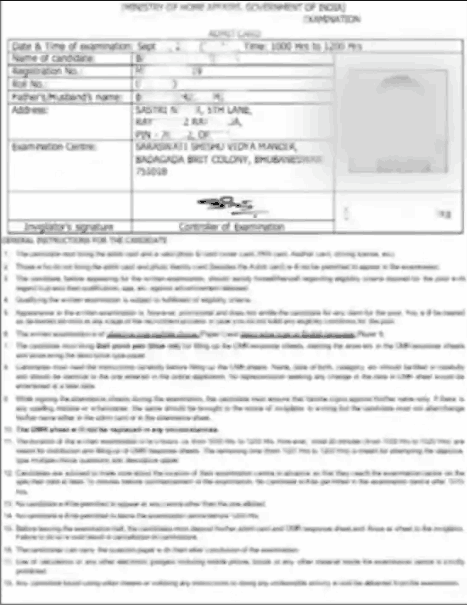 IB MTS Admit Card 2026