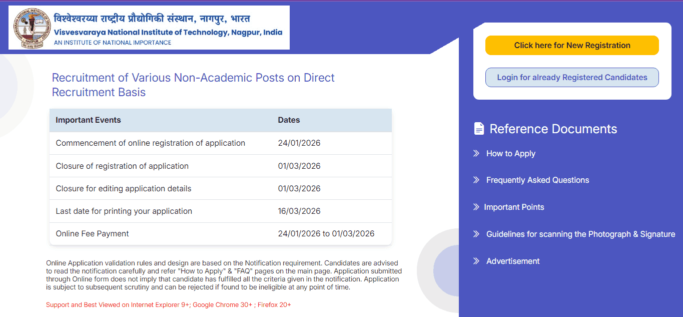 VNIT Non Teaching Recruitment 2026