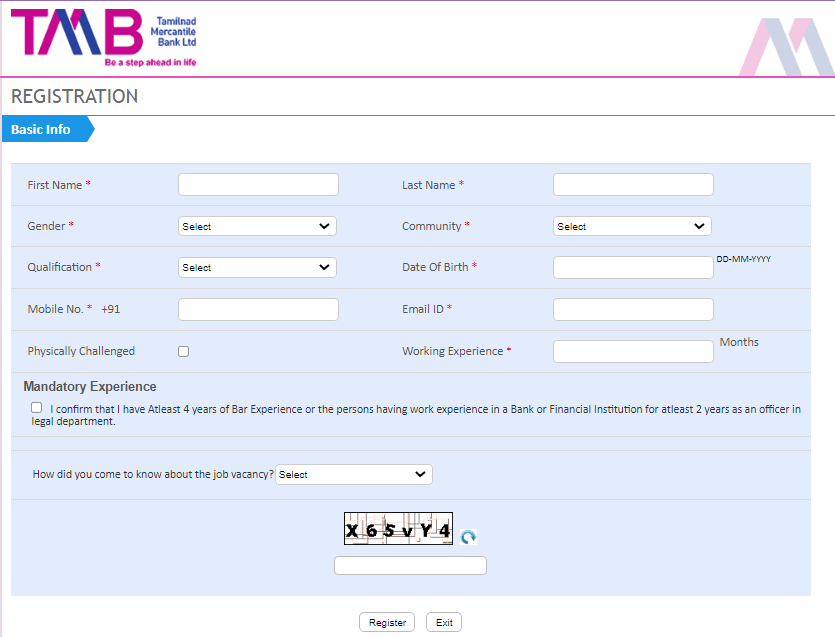 TMB Branch Head Online Form 2026