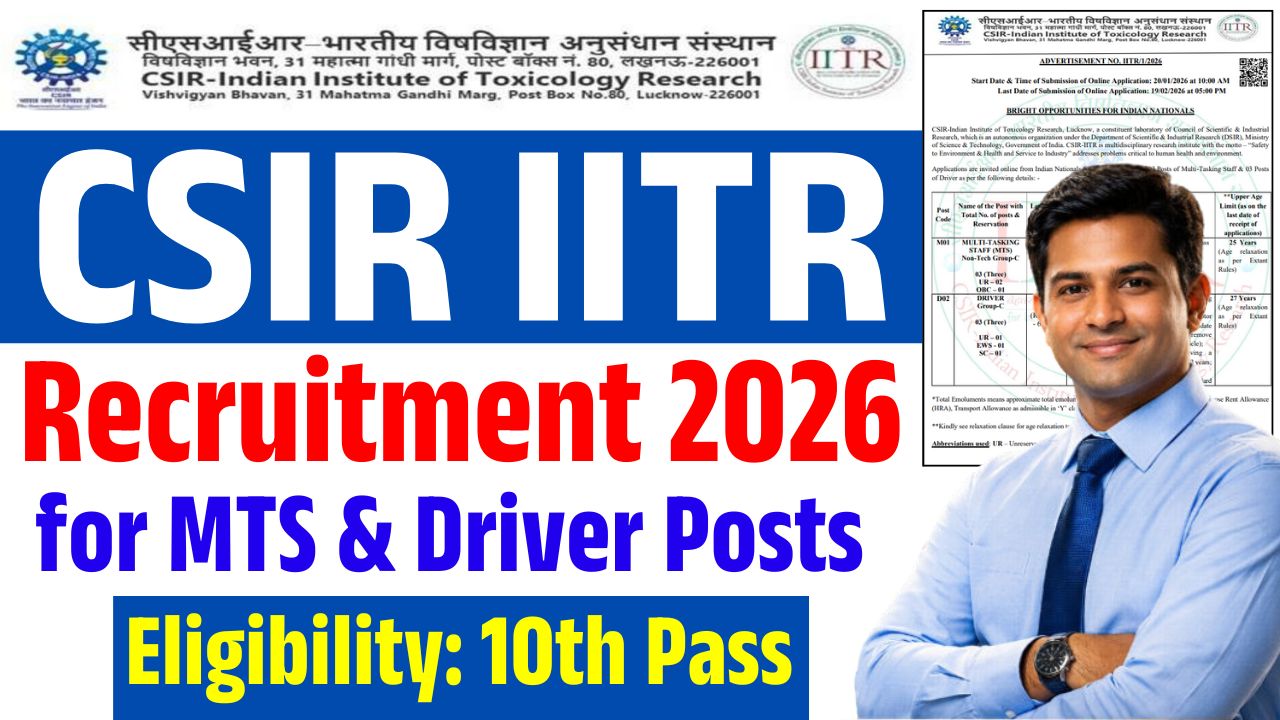 CSIR IITR MTS And Driver Recruitment 2026