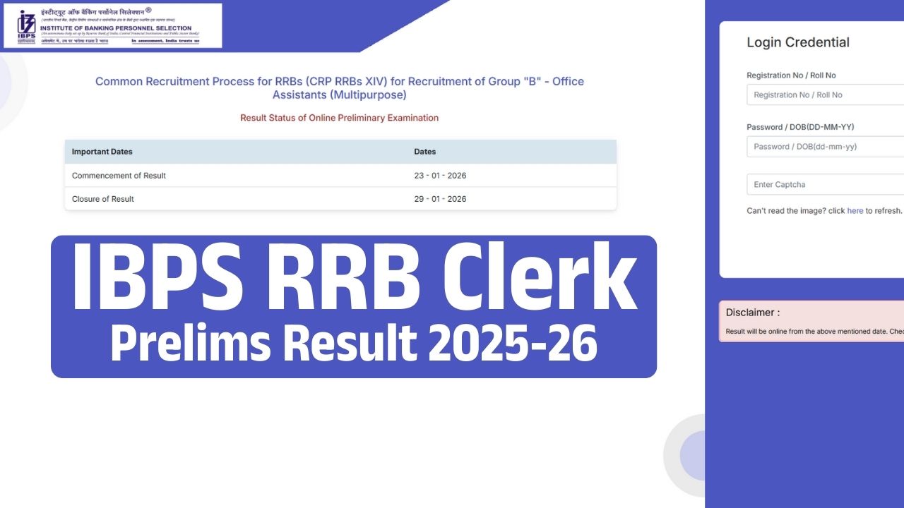 IBPS RRB Clerk Prelims Result 2025-26