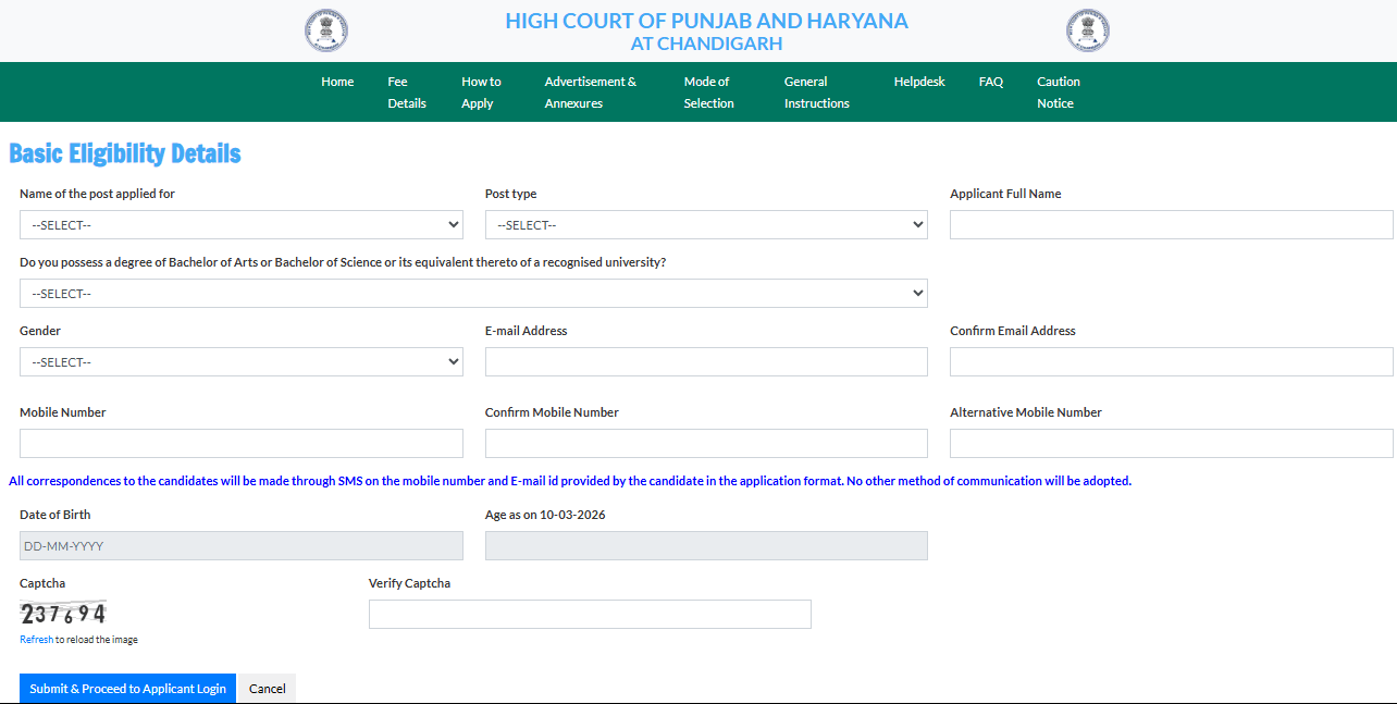 Chandigarh High Court Steno Typist Recruitment 2026