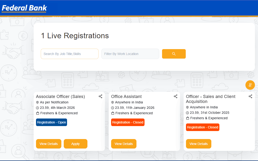 Federal Bank Associate Officer Vacancy 2026