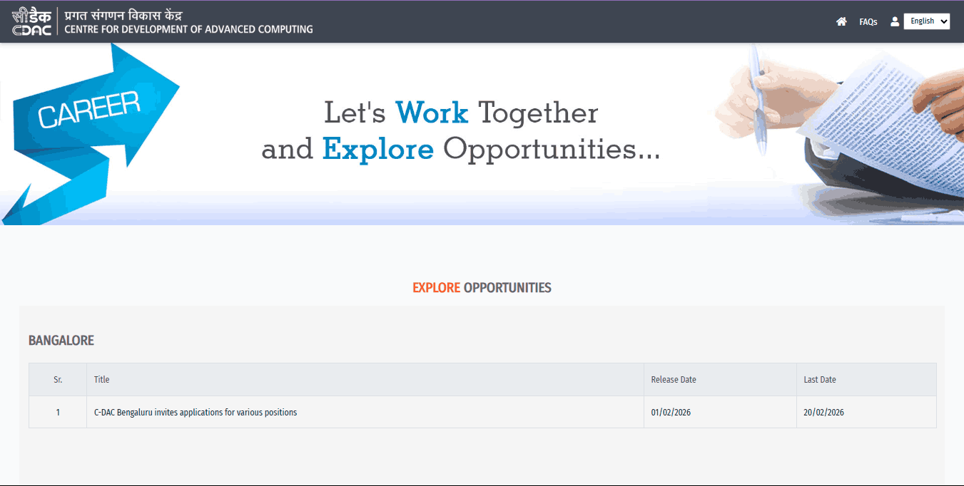 C DAC Recruitment Online Form 2026