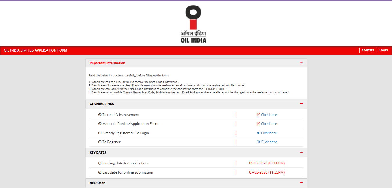 OIL India Recruitment 2026