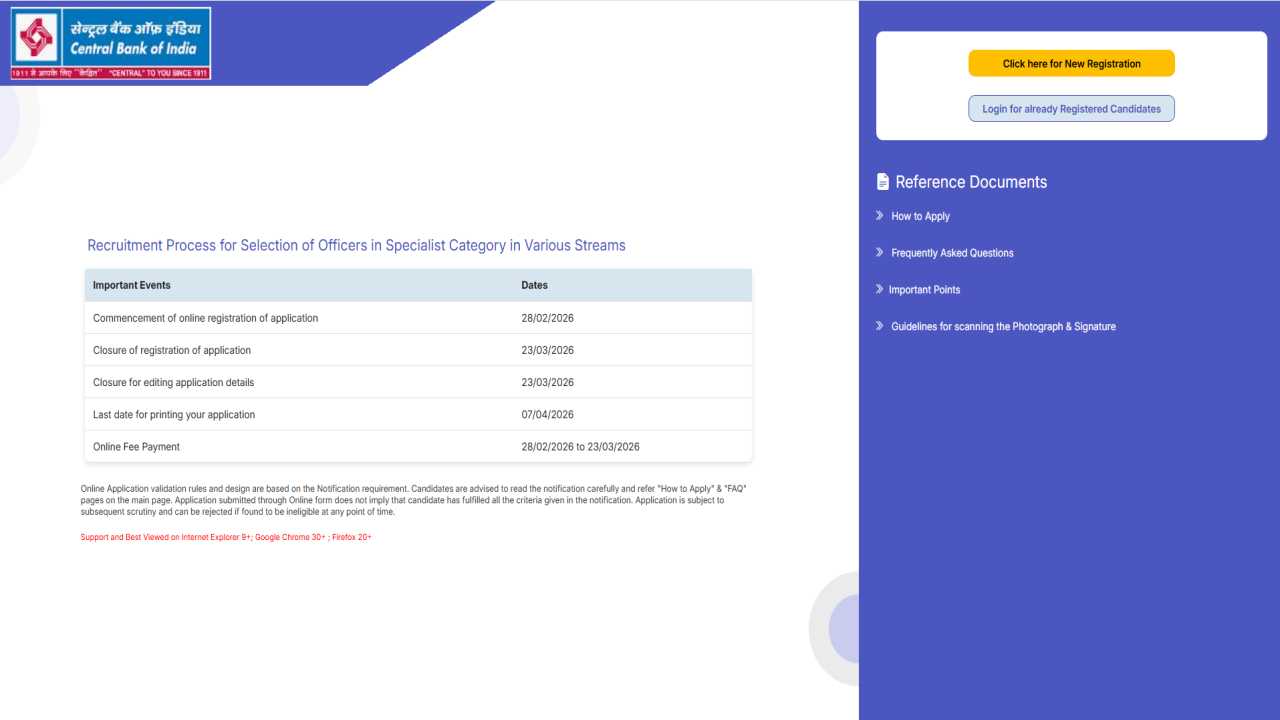 How to Apply for the Online Central Bank of India SO Recruitment 2026