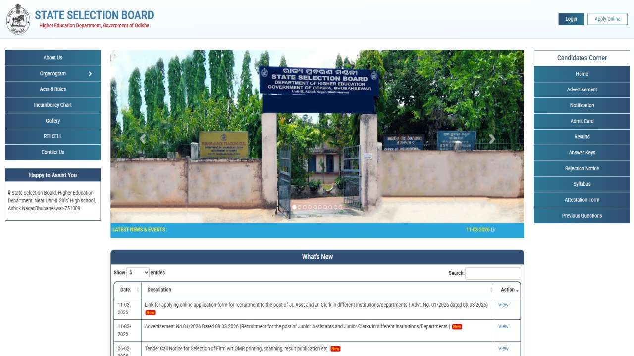 Odisha SSB Junior Assistant Recruitment 2026 Apply Online