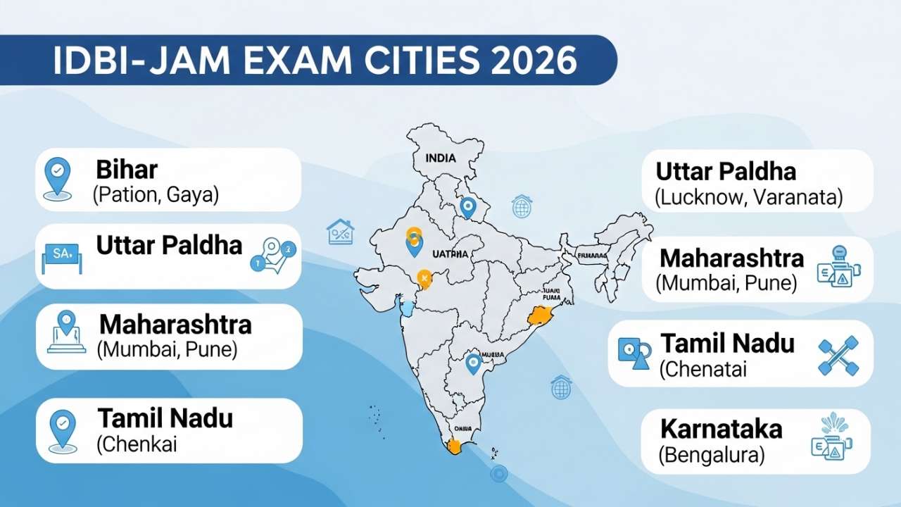 State-wise IDBI JAM Exam Cities 2026