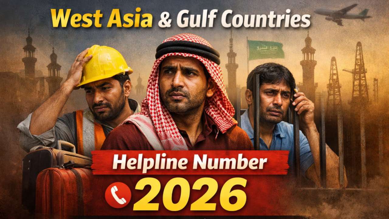 West Asia और Gulf countries में फंसे प्रवासी श्रमिकों के लिए Helpline Number2026 – Emergency Helpline for Migrant Workers