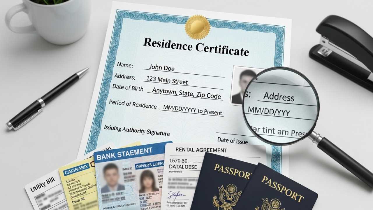 Which proof should be given for Residence Certificate
