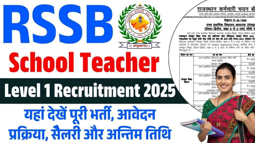 RSSB School Teacher Level 1 Recruitment 2025
