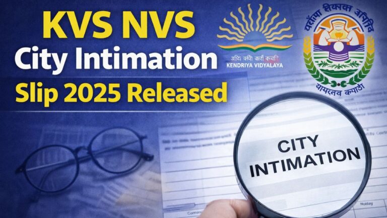 KVS NVS City Intimation Slip 2025
