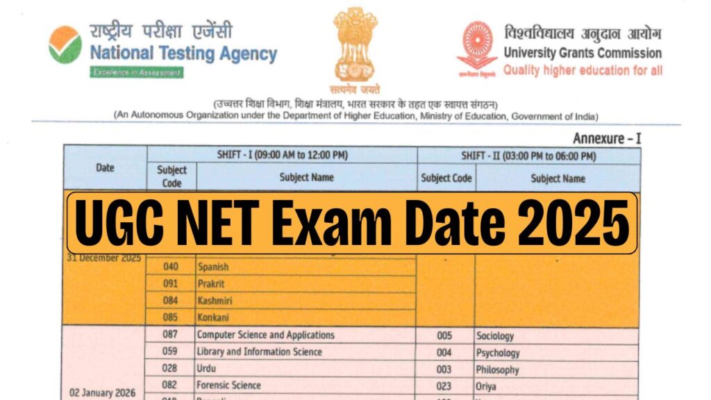 UGC NET Exam Date 2025