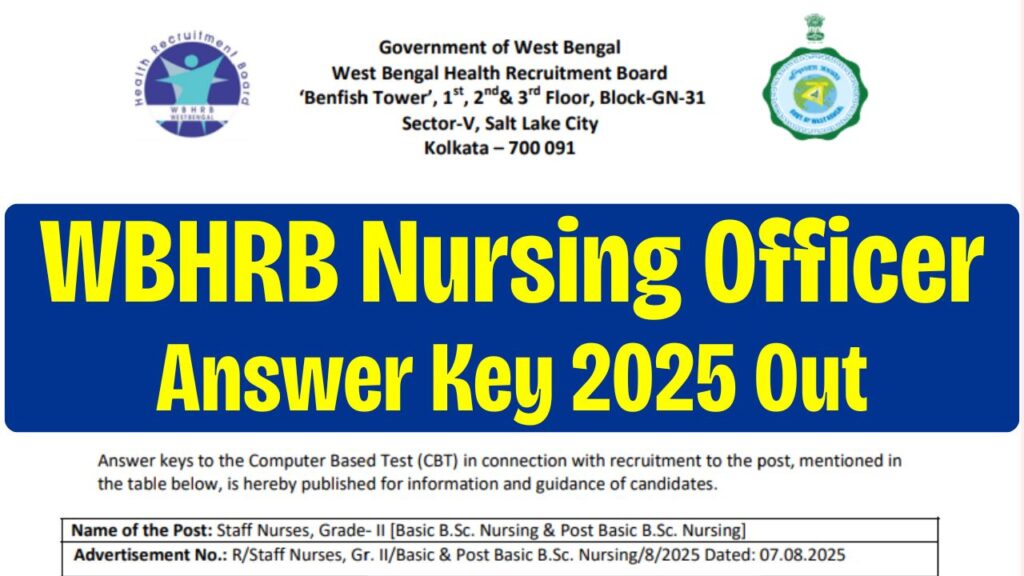 WBHRB Nursing Officer Answer Key 2025