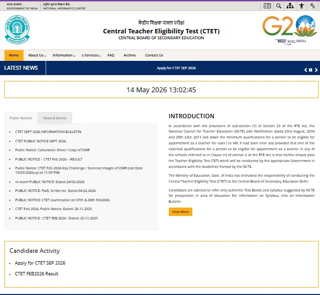 CTET 2026 Application Form