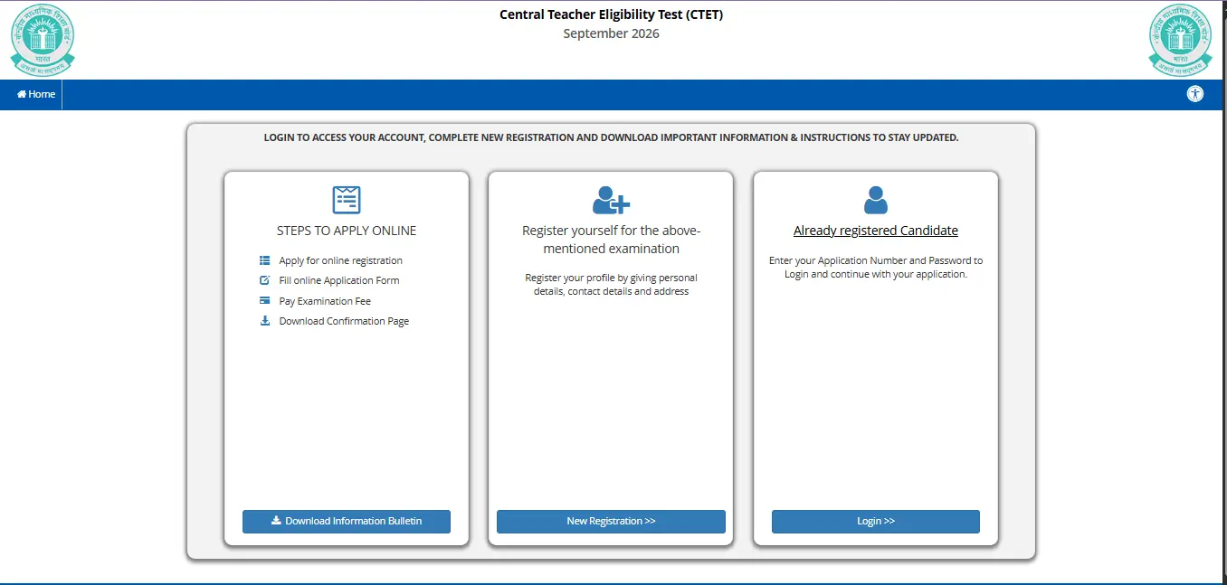 CTET 2026 Application Form
